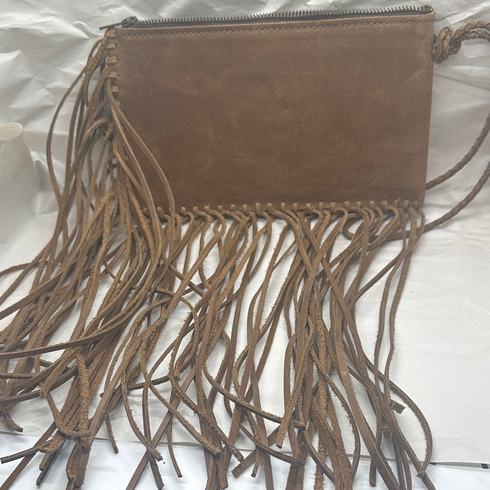 Kuero Alexandra a. Velazquez Bohemian Fringe Leather Wristlet - Brown